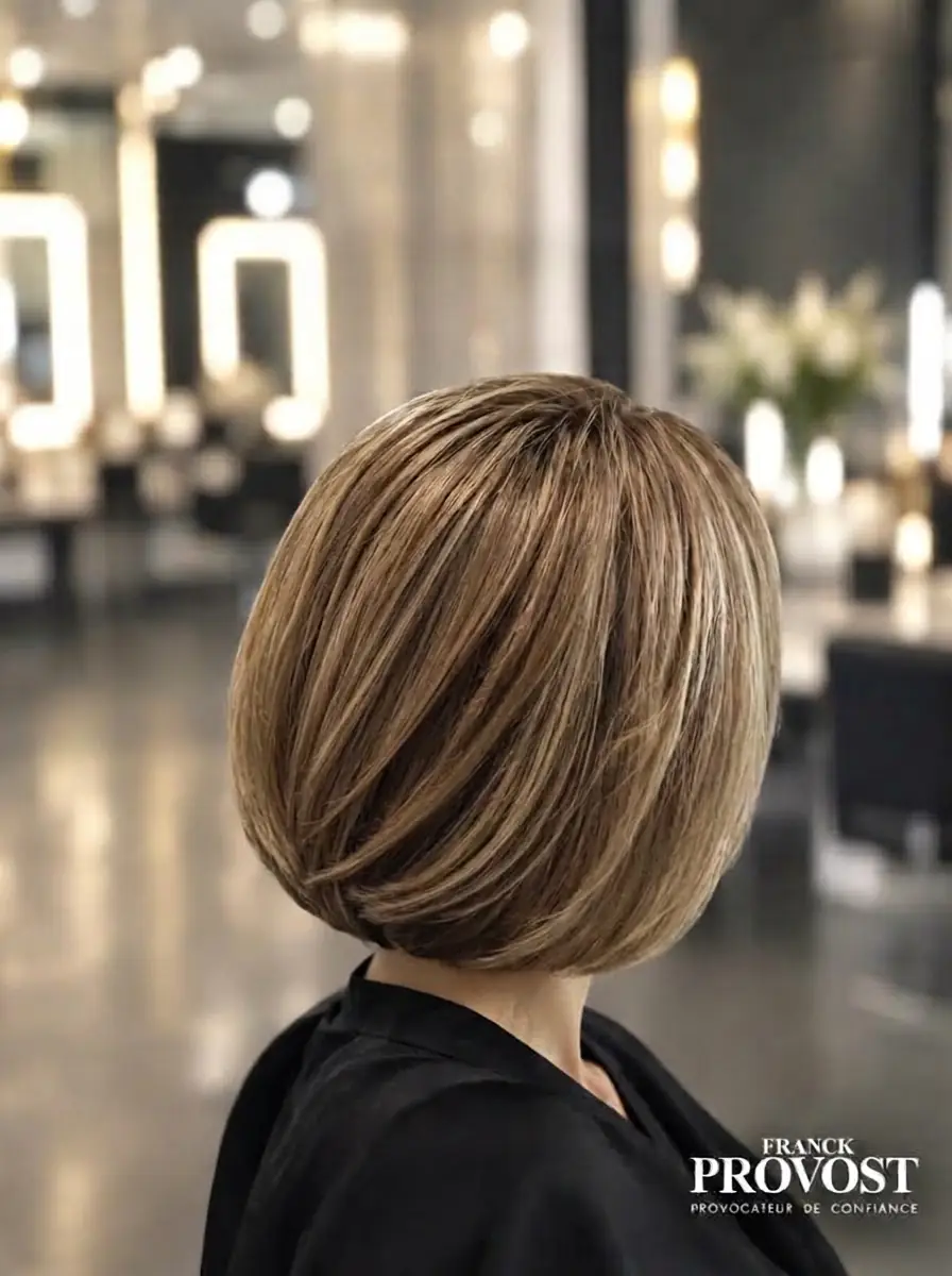 Highlighted bob haircut at Franck Provost Riyadh salon